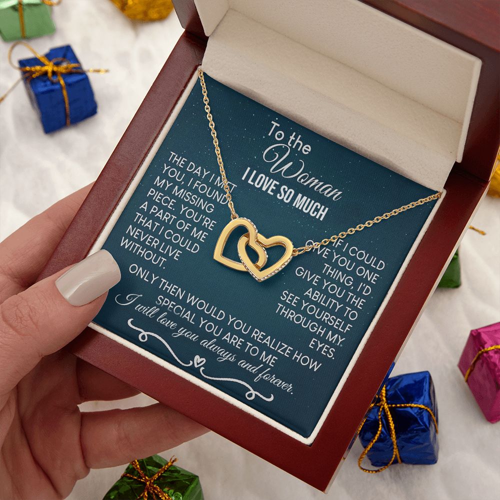 To The Woman Necklace Future Wife Gifts, Promise Necklace For Her, Fiance Gifts For Her, Valentine Birthday Gifts For Future Wife With Message Card Box LED, Soulmate Necklace For Women, To My Wife Necklace Interlocking Heart