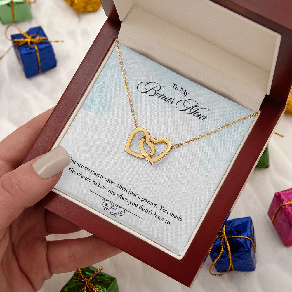 My Bonus Mom Necklace, Dear Mom, Mother's Day Necklace, Gift for Mom from Daughter, Son, Amazing Mom, Perfect Mother Mother's Day Gift, Love Knot Necklace Message Card and Gift Box Styles on Birthday, Christmas, Anniversary  Interlocking Heart