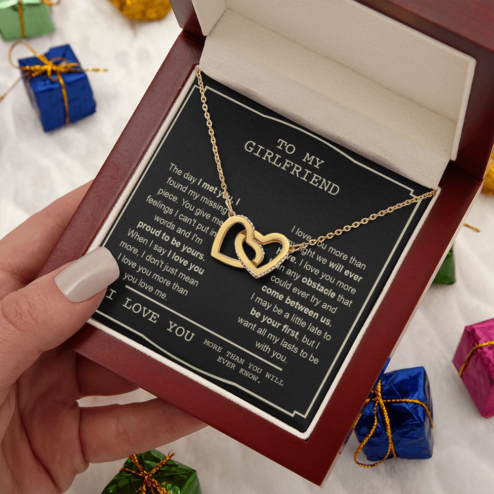 Couples Gifts, To My Boyfriend Necklace Gifts From Husband, Wedding Anniversary Jewelry For Wife From Husband, Necklace Customer Name Message Card and Gift Box styles On Birthday, Christmas, Anniversary Interlocking Heart