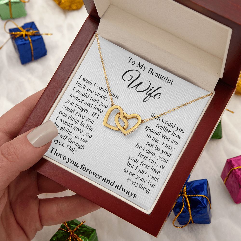 To My Beautiful Soulmate Necklace Gift, Wife Gifts From Husband, Valentine Gifts For Wife From Husband To My Soulmate Necklace Message Card and Necklace Gift Box Gift Box Styles on Birthday, Wedding, Anniversary, Valentine Interlocking Heart