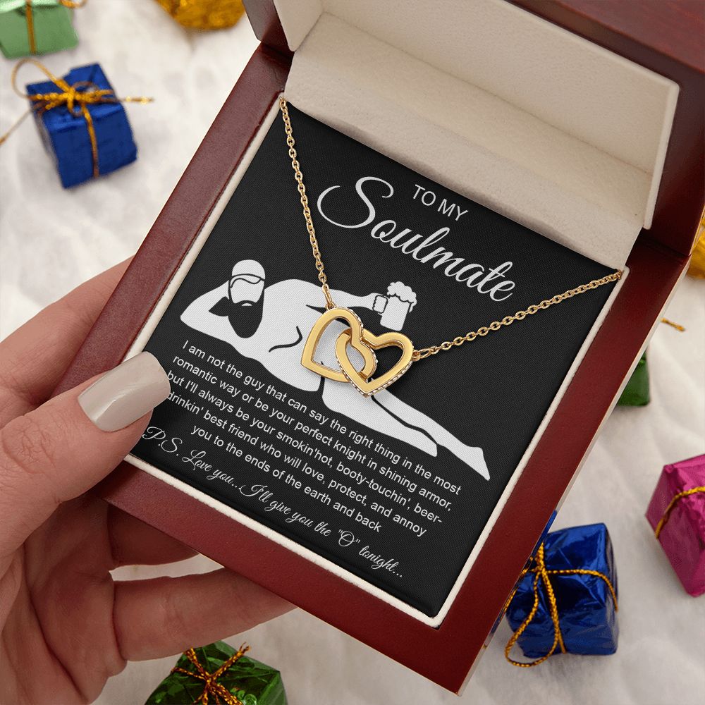 To My Soulmate Necklace For Women, Funny Gifts For Girlfriend,Valentine Christmas Presents For Girlfriend, Best Birthday Meaningful Gift Ideas For Wife, Women Romantic Jewelry For Her Anniversary Message Card and Gift Box Styles Interlocking Heart