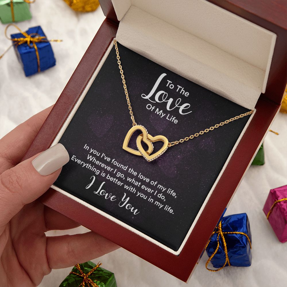Couples Gifts, To the Love of My Life Necklace Love Knot Special Gift, Wedding Anniversary Jewelry For Wife From Husband, Wife Birthday From Husband, To My Soulmate Message Card and Gift Box styles On Birthday, Christmas, Anniversary  Interlocking Heart