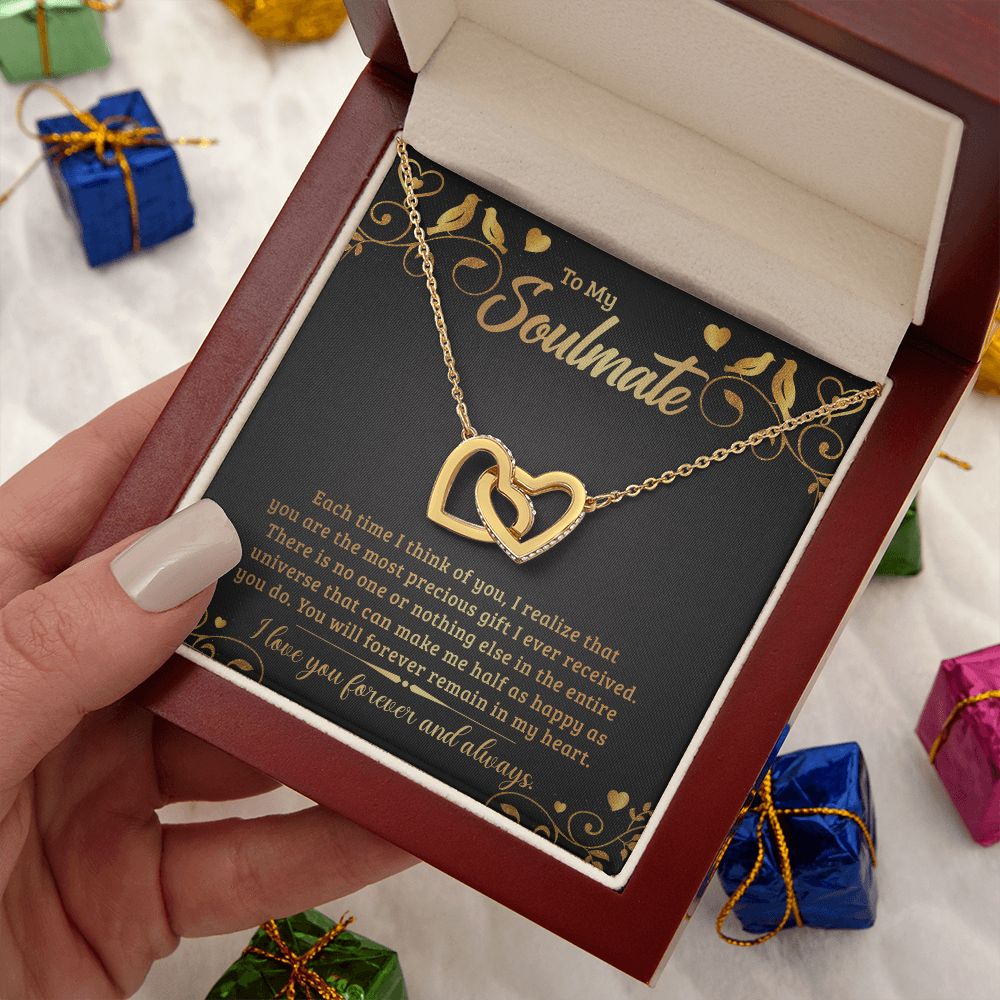 Couples Gifts, My Soulmate Necklace Gifts From Husband, Wedding Anniversary Jewelry For Wife From Husband, Wife Birthday From Husband, To My Soulmate Message Card and Gift Box styles On Birthday, Christmas, Anniversary  Interlocking Heart