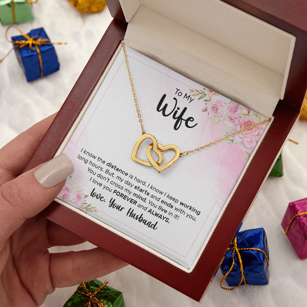 To My Wife Every Passing Second Gift Wife From Husband, Dear Wife, Jewelry For Women, Jewelry For Wife, Love Knot Meaningful Necklace Message Card and Gift Box Styles on Birthday, Christmas, Anniversary Interlocking Heart