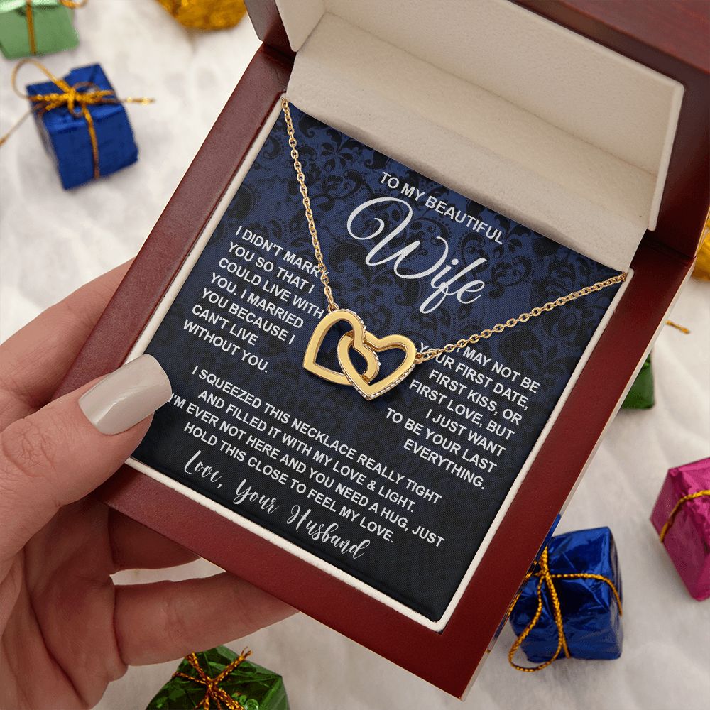 Wife Necklace Gifts From Husband, For Wife From Husband, Soulmate Valentine Gifts From Husband, Necklaces For Wife From Husband To My Wife Necklace Message Card and Necklace Gift Box Gift Box Styles on Birthday, Wedding, Anniversary, Valentine Interlockin