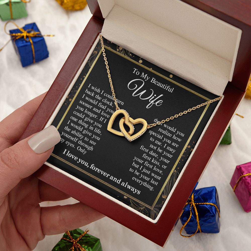 To My Beautiful Soulmate Necklace Gift For Her, Wife Gifts From Husband, Anniversary Gifts For Wife From Husband To My Wife Necklace Message Card and Necklace Gift Box Gift Box Styles on Birthday, Wedding, Anniversary, Valentine Interlocking Heart