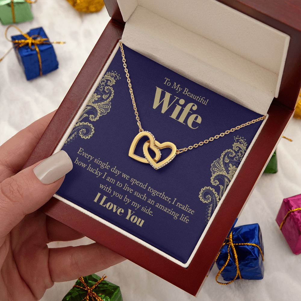 To My Beautiful Wife, Love Knot Necklace Gifts For Wife From Husband, To My Soulmate Necklace For Women, To My Wife Necklace Wedding Anniversary, I Love You, Meaningful Necklace Message Card and Gift Box Styles on Birthday, Christmas, Anniversary Interloc