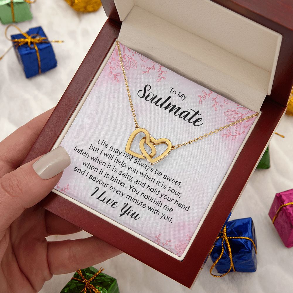 To My Soulmate Necklace for her Jewelry For Her Couples Gifts Necklaces For Soul Mate Christmas Jewelry, Love Knot Meaningful Necklace Message Card and Gift Box Styles on Birthday, Christmas, Anniversary Interlocking Heart