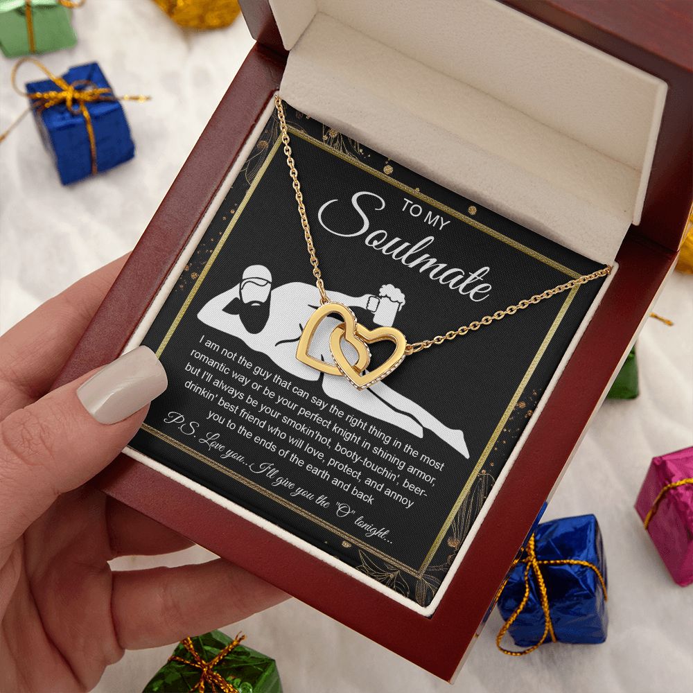To My Soulmate Necklace For Women, Funny Gifts For Girlfriend,Valentine Christmas Presents For Girlfriend, Best Birthday Meaningful Gift Ideas For Wife, Women Romantic Jewelry For Her Wedding Message Card and Gift Box Styles Interlocking Heart