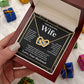 Wife Necklace Gift From Husband To My Badass Wife Valentines Days Anniversary Jewelry with Message Card and Gift Box. Gift for Wife. Necklace Gift Set for Wife Message Card and Necklace Interlocking Heart
