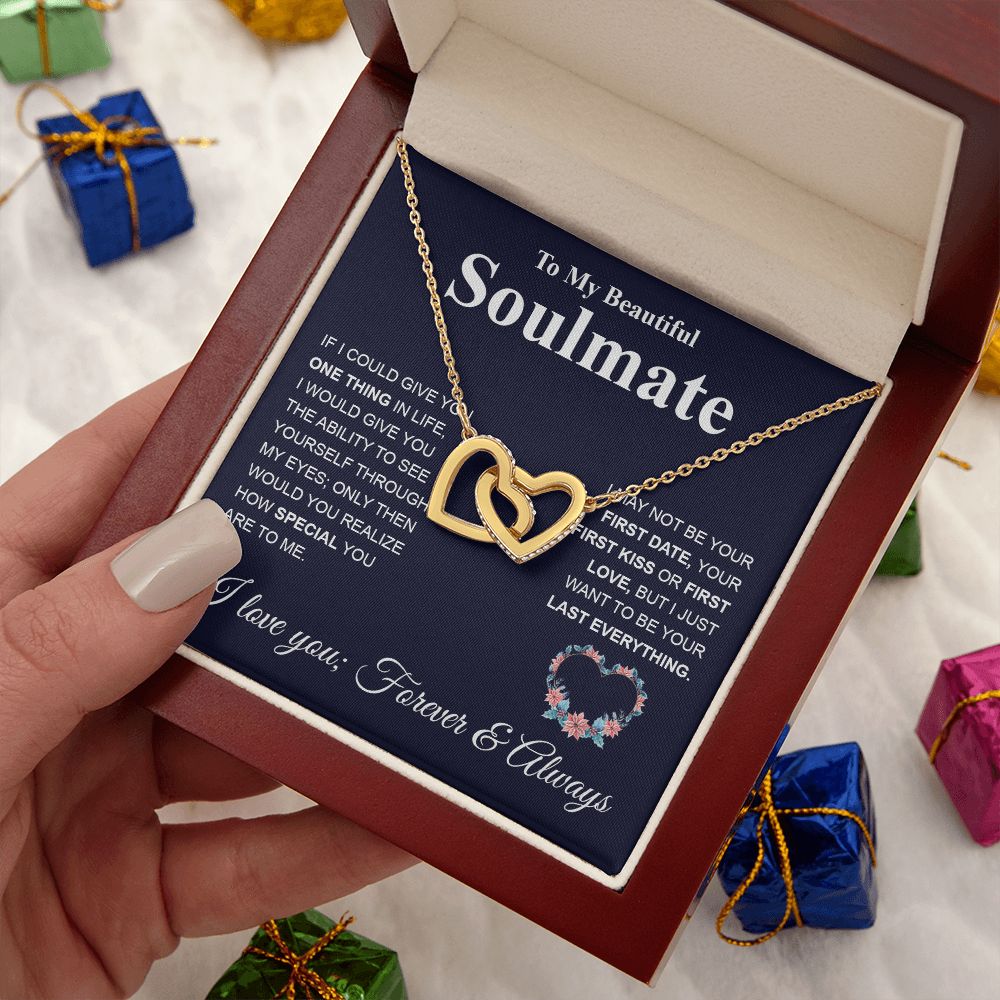 To My Future Wife Necklace My Last Everything, Promise Necklace For Her, Fiance Gifts For Her, Birthday Gifts For Future Wife With Message Card Box LED, Soulmate Necklace For Women, To My Wife Necklace Interlocking Heart