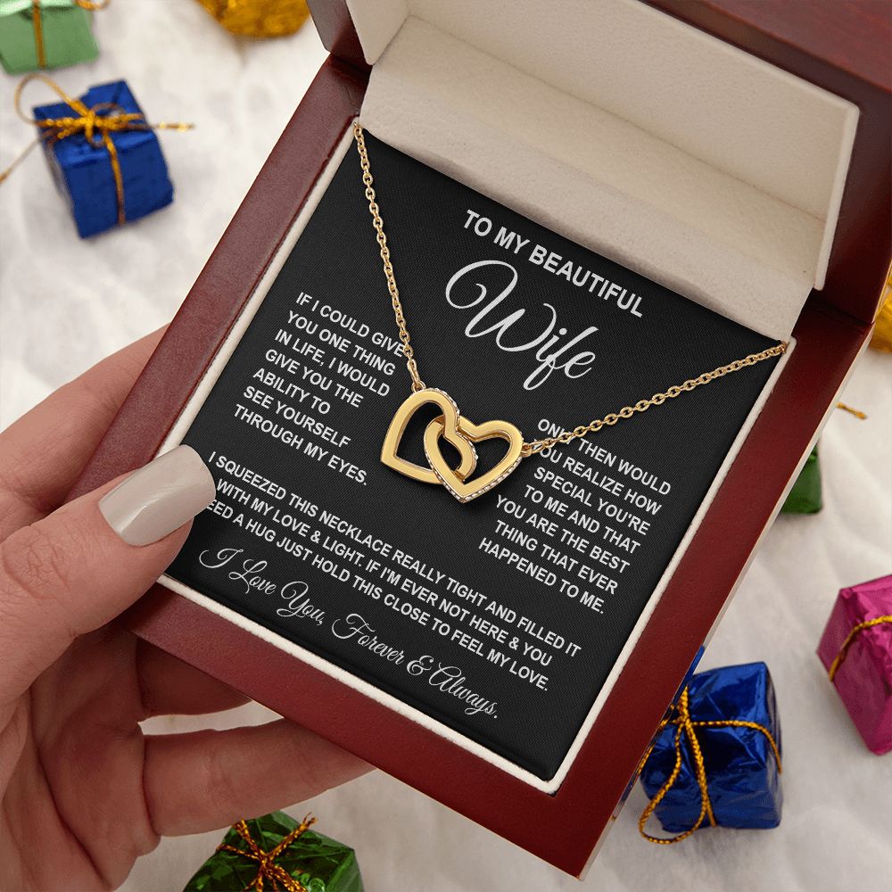 Soulmate Necklace Gifts From Husband, For Wife From Husband, Wife Gifts From Husband, Necklaces For Wife From Husband To My Wife Necklace Message Card and Necklace Gift Box Gift Box Styles on Birthday, Wedding, Anniversary, Valentine Interlocking Heart