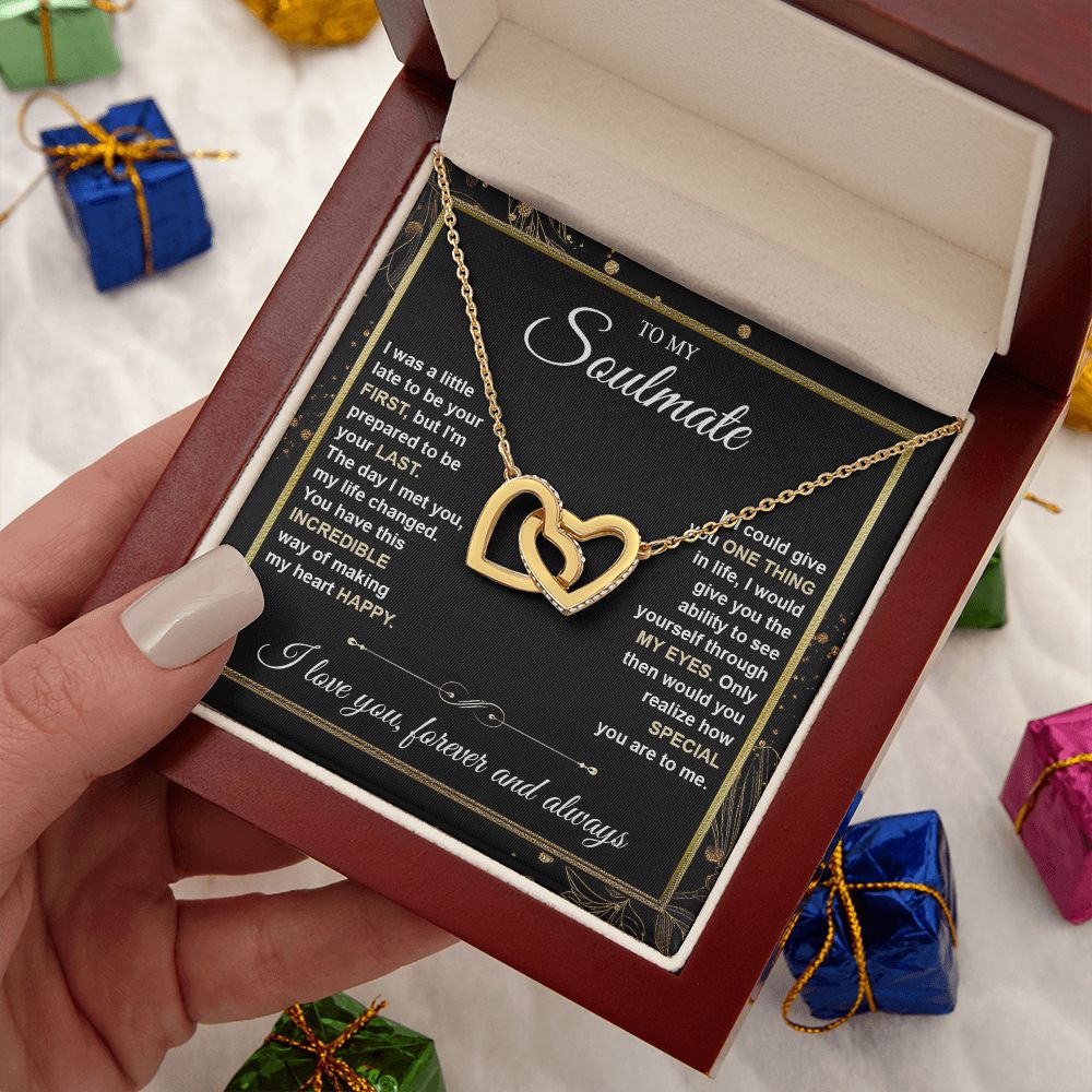 To My Soulmate Necklace gift Women, Necklaces For Wife from Husband, Soulmate Jewelry to My Future Wife Necklace and Necklace For Girlfriend with Message Card and Necklace Gift Box Gift Box Styles on Birthday, Christmas, Wedding, Anniversary Interlocking