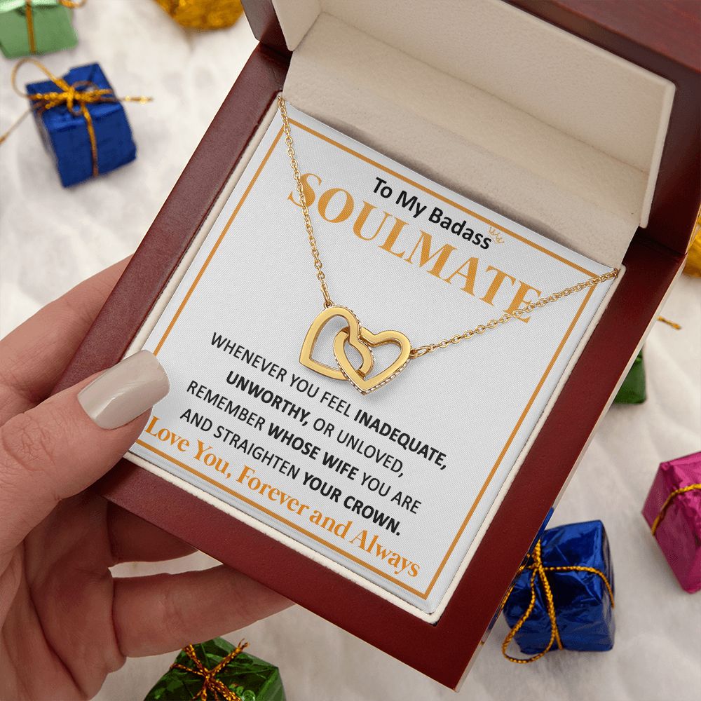 Couples Gifts, To My Dear Wife Necklace Gifts From Husband, Wedding Anniversary Jewelry For Wife From Husband, Wife Birthday From Husband, Necklace Custom Name Message Card and Gift Box Styles on Birthday, Christmas, Wedding, Anniversary Interlocking Hear