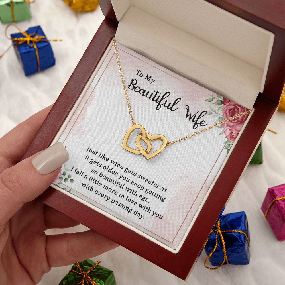 To My Wife Necklace Romantic Gifts For Her Unique Necklaces For Wife From Husband Cute Valentines Day Anniversary Birthday For Wife, Meaningful Necklace Message Card and Gift Box Styles on Birthday, Christmas, Anniversary Interlocking Heart