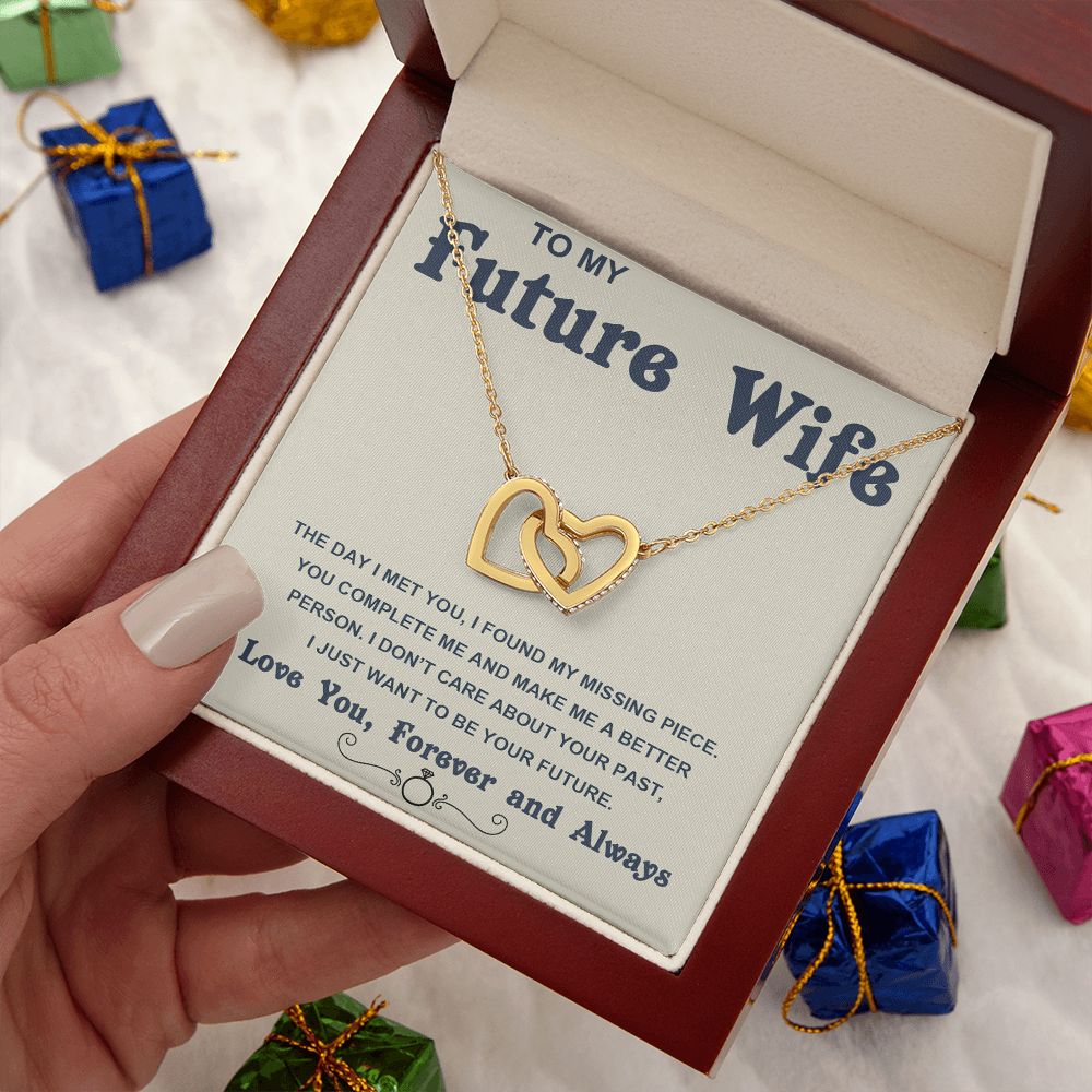 Soulmate Necklace For Women, Soulmate Gifts For Her, Future Wife Necklace, Necklaces For Girlfriend, To My Wife Necklace, Wife Necklace From Husband, Necklace Message Card and Gift Box Styles on Birthday, Christmas, Valentine Interlocking Heart