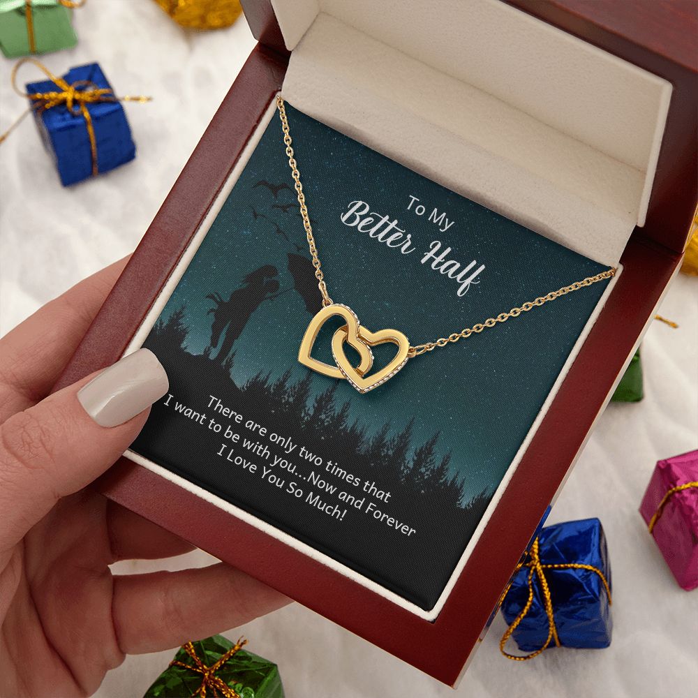 Couples Gifts Necklace To My Better Half Necklace Gifts For My Wife, I Love You, Happy Anniversary My Love, Love Knot Meaningful Necklace Message Card and Gift Box Styles on Birthday, Christmas, Anniversary Interlocking Heart