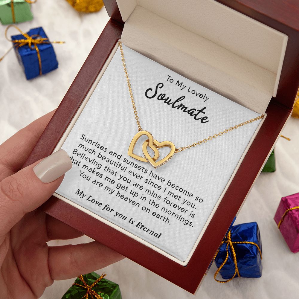 To My Lovely Soulmate Necklace Gift From Husband To My Badass Wife Pendant Anniversary Jewelry with Message Card and Gift Box. Gift for Wife. Necklace Gift Set for Wife Necklace Gifts Box Gift Box Styles Interlocking Heart