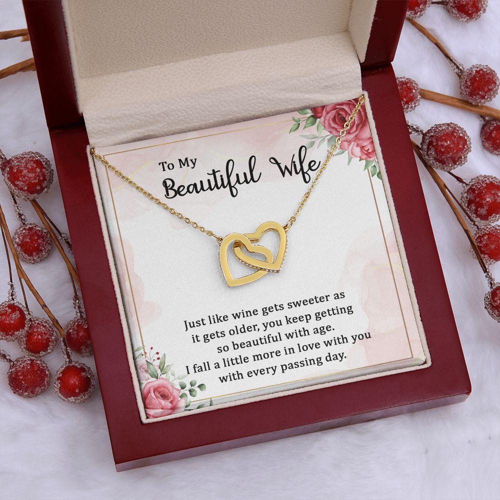 To My Wife Necklace Romantic Gifts For Her Unique Necklaces For Wife From Husband Cute Valentines Day Anniversary Birthday For Wife, Meaningful Necklace Message Card and Gift Box Styles on Birthday, Christmas, Anniversary Interlocking Heart