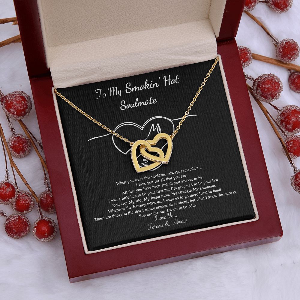 Couples Gifts Necklace To My Hot Soulmate Necklace, Necklace Gifts For Wife From Husband Jewelry Romantic Gifts For My Wife Necklace Custom Name Message Card and Gift Box Styles on Birthday, Christmas, Wedding, Anniversary, Valentine Interlocking Heart