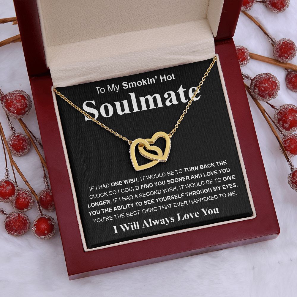 Gifts For Soulmate Birthday Gifts From Husband Necklace Valentines Day, Necklace for Future Soulmate, Valentine Anniversary Jewelry for Wife Necklace Gifts from Husband - Soulmate Gift Necklace with Message Card and Gift Box Interlocking Heart