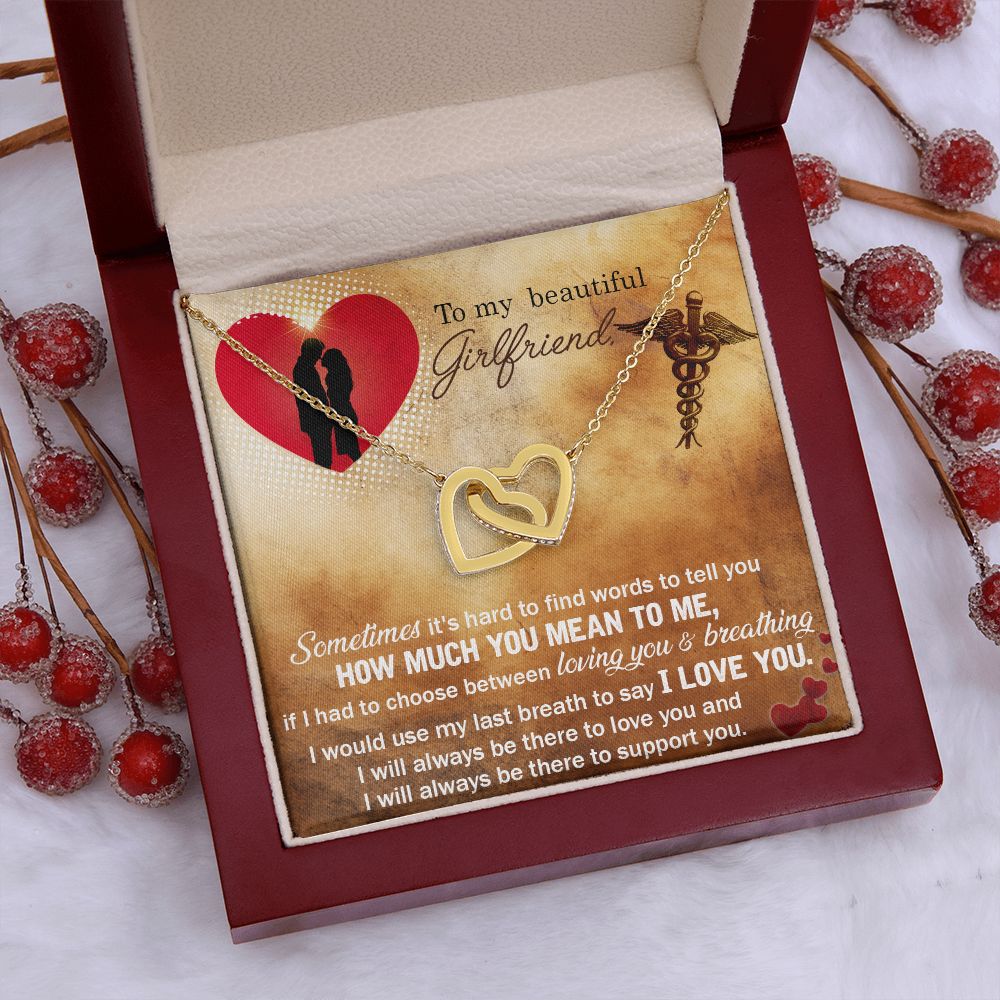 Couples Gifts, Nusre Wife Necklace Gifts From Husband, Wedding Anniversary Jewelry For Wife From Husband, Wife Birthday From Husband, To My Beautiful Girlfriend Message Card and Gift Box styles On Birthday, Christmas, Anniversary  Interlocking Heart