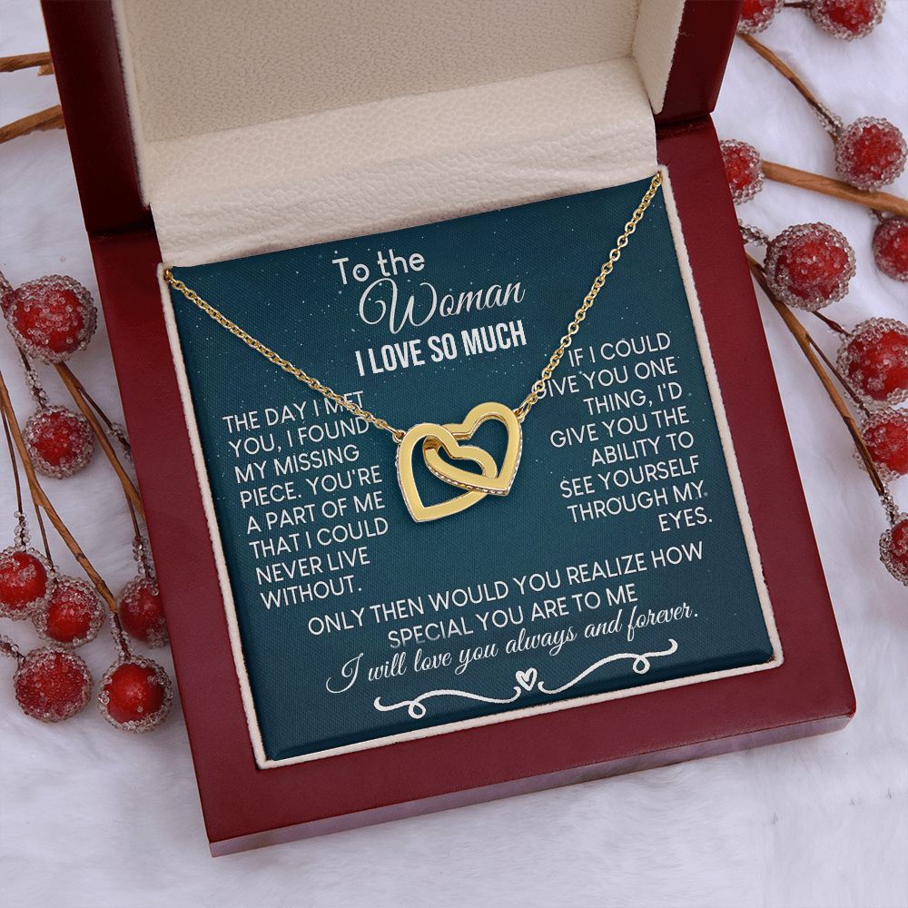 To The Woman Necklace Future Wife Gifts, Promise Necklace For Her, Fiance Gifts For Her, Valentine Birthday Gifts For Future Wife With Message Card Box LED, Soulmate Necklace For Women, To My Wife Necklace Interlocking Heart