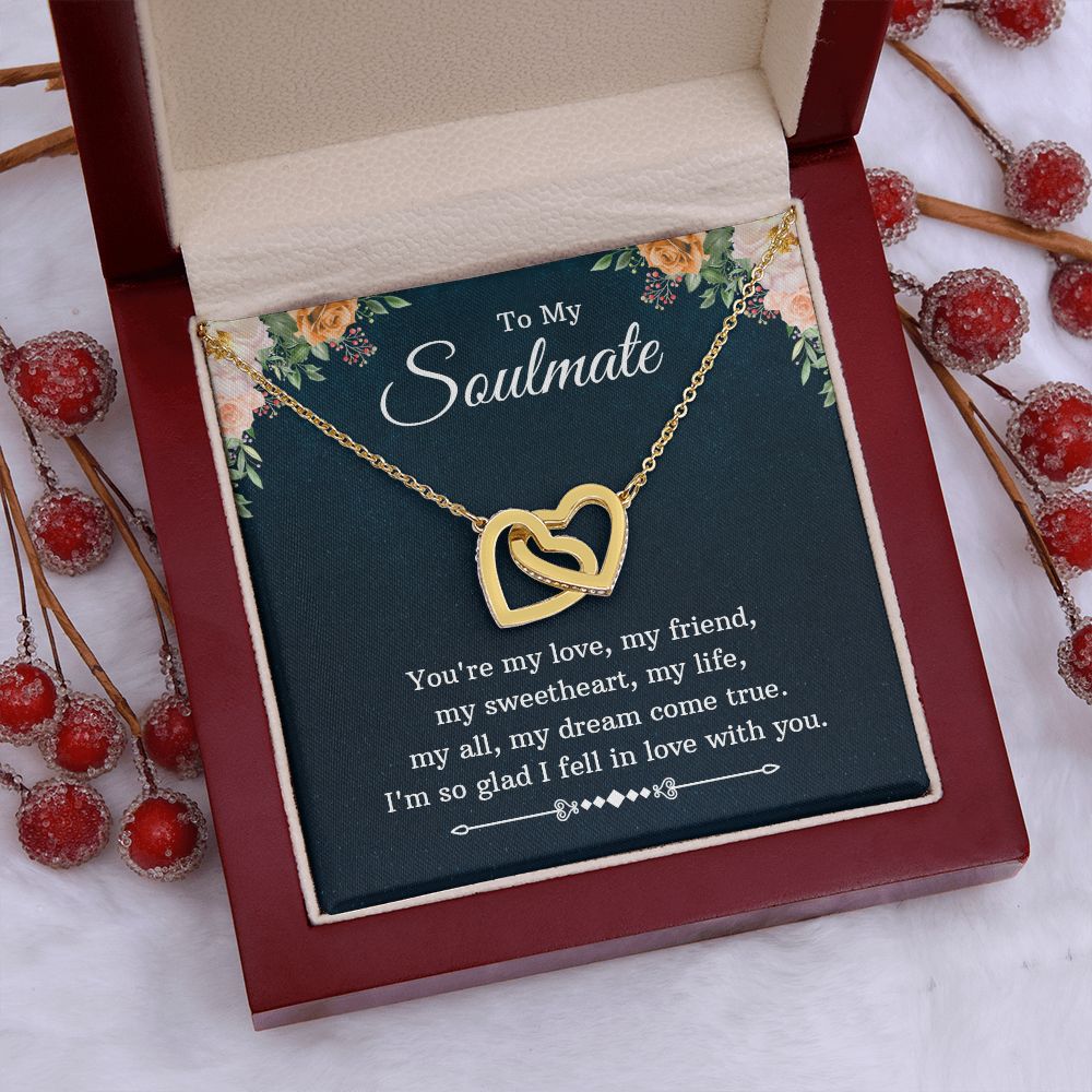 To My Beautiful Soulmate Necklace for her Jewelry For Her Couples Gifts Necklaces For Soul Mate Christmas Jewelry Romantic, Love Knot Meaningful Necklace Message Card and Gift Box Styles on Birthday, Christmas, Anniversary  Interlocking Heart