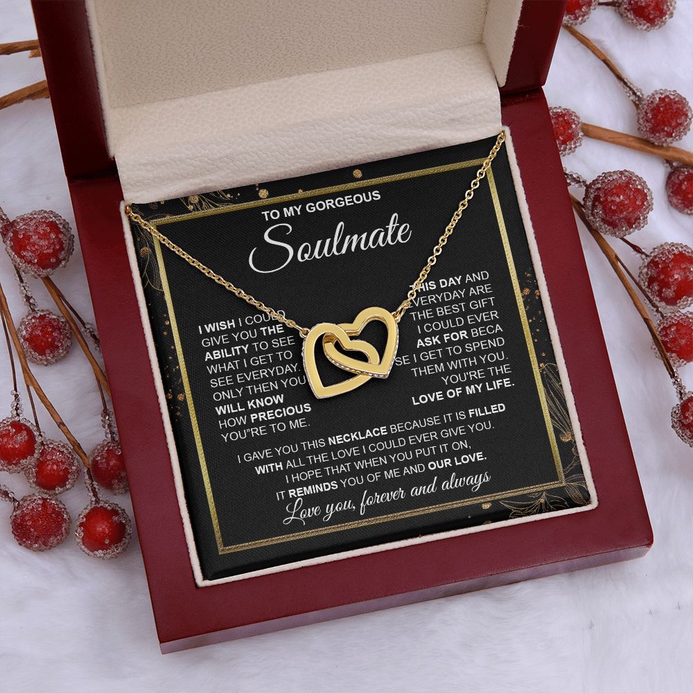 to My Soulmate Necklace from Husband, Necklaces for Wife from Husband, to My Soulmate Necklace for Women, Soulmate Jewelry for Wife Wedding Jewelry Gifts for Wife Valentine Gifts from Husband Interlocking Heart