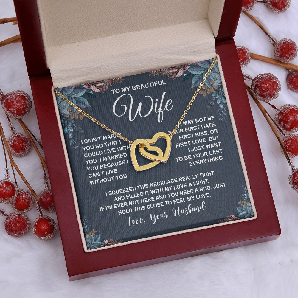 Wife Necklace Gifts From Husband, For Wife From Husband, Soulmate Gifts From Husband, Necklaces For Wife From Husband To My Wife Necklace Message Card and Necklace Gift Box Gift Box Styles on Birthday, Wedding, Anniversary, Valentine Interlocking Heart