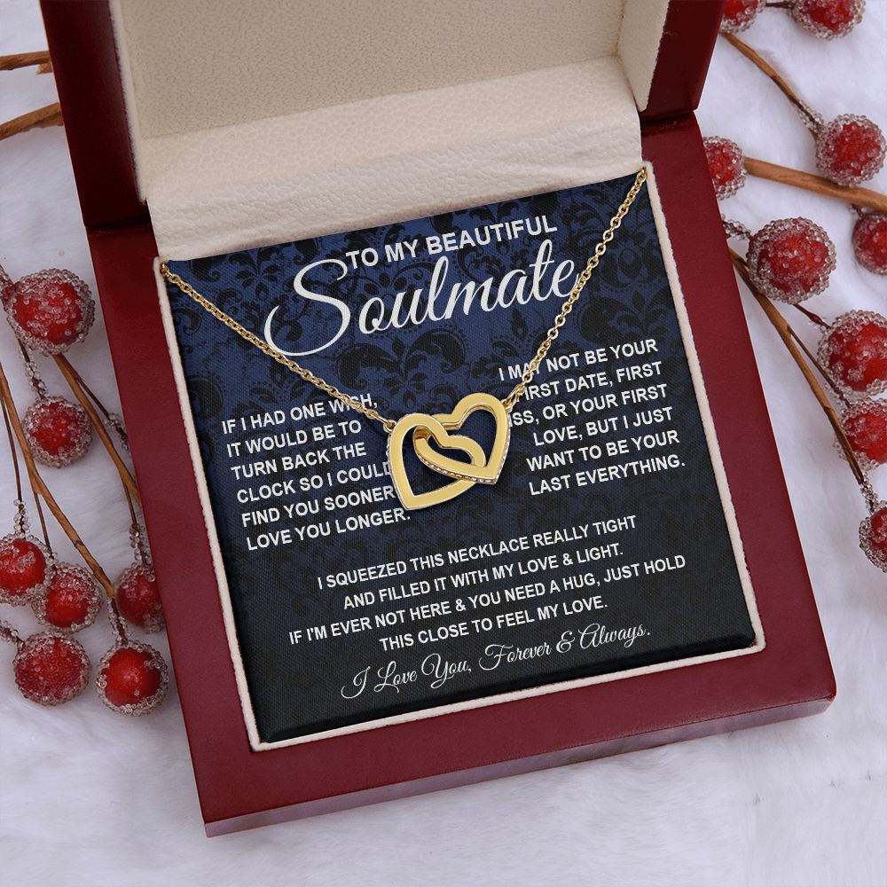 To My Beautiful Soulmate Necklace, Soulmate Jewelry For Women, Wife Necklace From Husband, Soulmate Gift For Her, To My Future Soulmate Necklace Message Card and Necklace Gift Box Gift Box Styles on Birthday, Wedding, Anniversary, Valentine Interlocking H