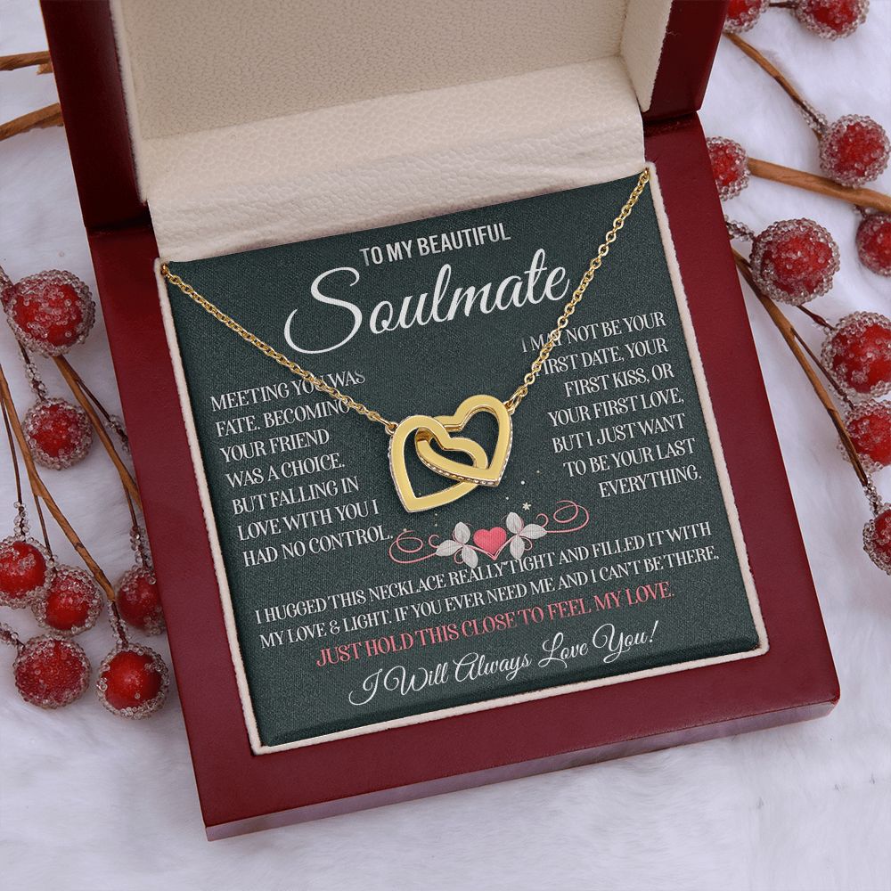 My Beautiful Soulmate Necklace Future Wife Gifts, Promise Necklace For Her, Fiance Gifts For Her, Valentine Gifts For Soulmate With Message Card Box LED, Soulmate Necklace For Women, To My Wife Necklace Interlocking Heart