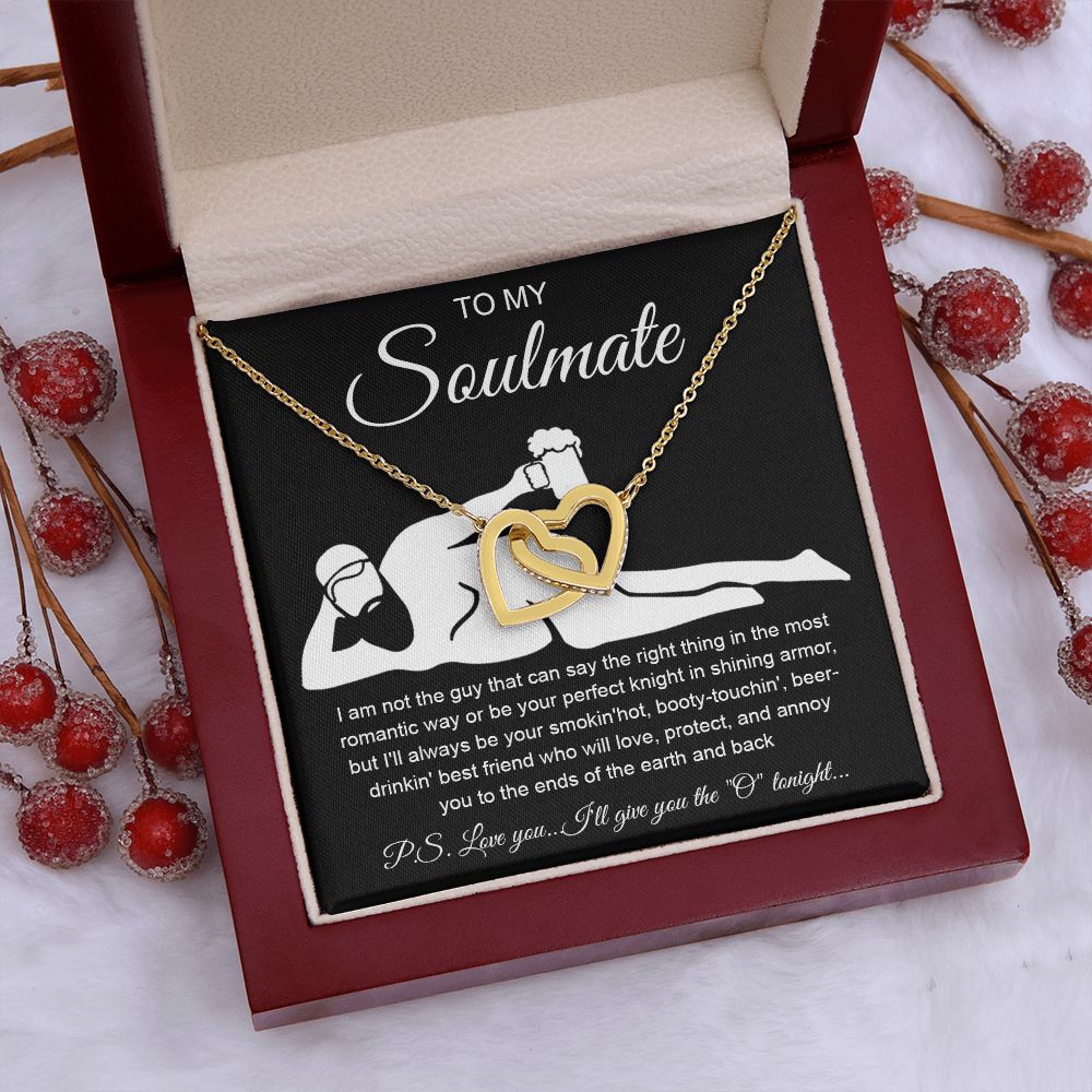 To My Soulmate Necklace For Women, Funny Gifts For Girlfriend,Valentine Christmas Presents For Girlfriend, Best Birthday Meaningful Gift Ideas For Wife, Women Romantic Jewelry For Her Anniversary Message Card and Gift Box Styles Interlocking Heart
