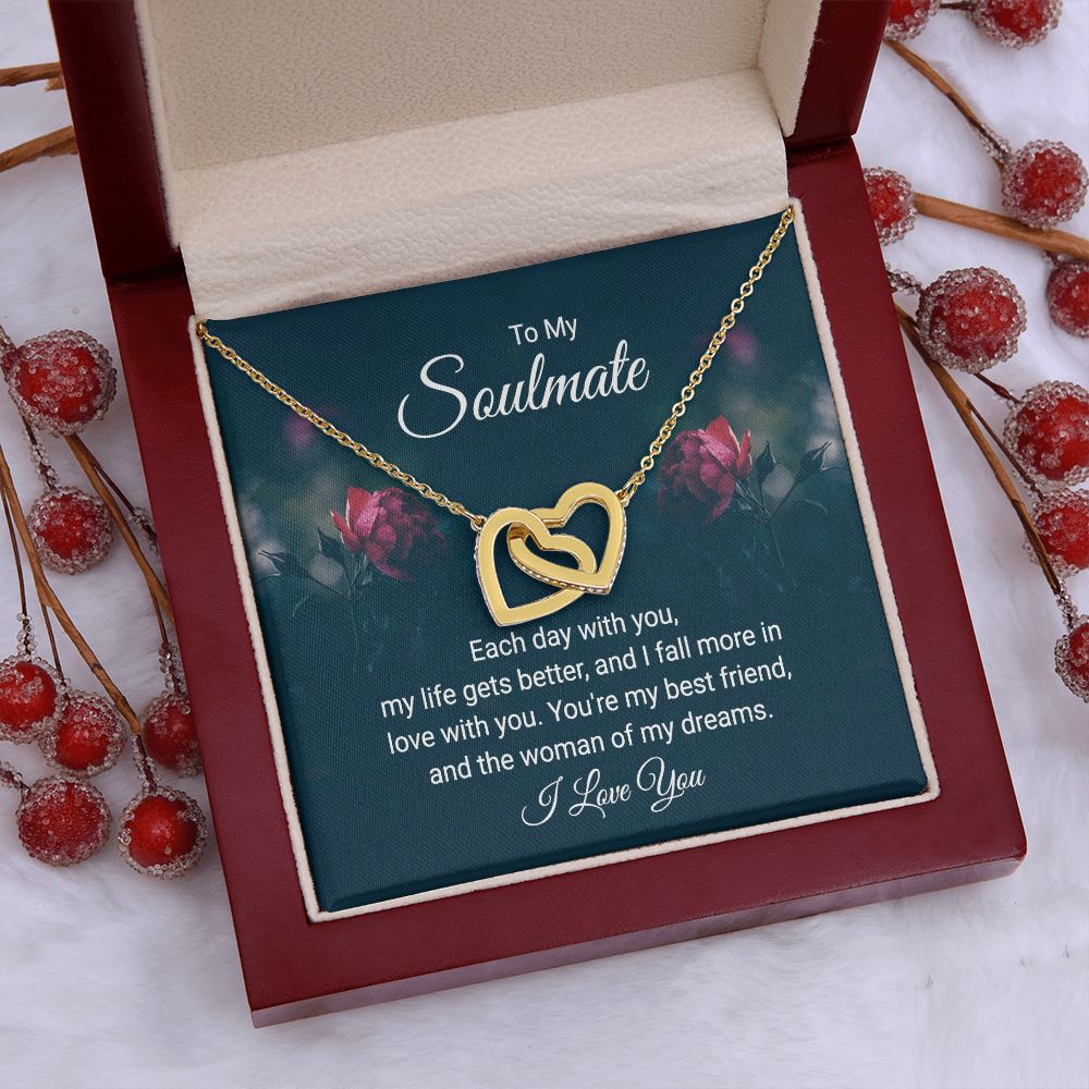 To My Soulmate Necklace for her Jewelry For Her Couples Gifts Necklaces For Soul Mate Christmas Jewelry, Dear Wife, Forever & Always, Love Knot Meaningful Necklace Message Card and Gift Box Styles on Birthday, Christmas, Anniversary Interlocking Heart