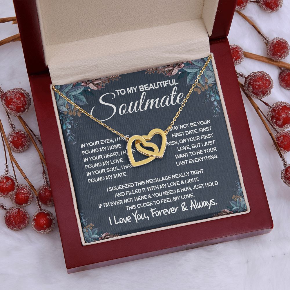 To My Beautiful Soulmate Necklace, Soulmate Jewelry For Women, Wife Necklace From Husband, Wife Wedding Gifts Necklace For Wife, Soulmate Gifts For Her, To My Future Wife Necklace Soulmate Interlocking Heart