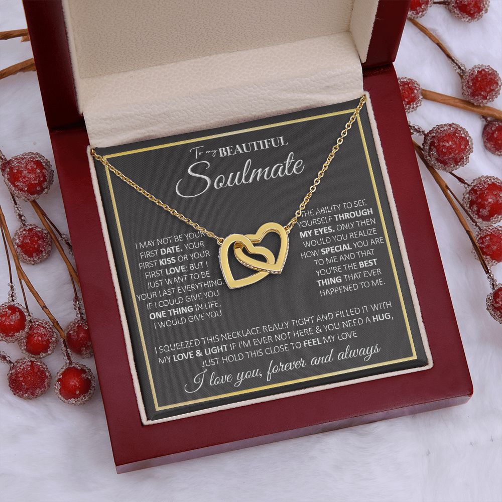 To My Future Wife Necklace, to my Wife Necklace, Necklaces For Wife From Husband, To My Beautiful Soulmate Necklace, Necklace Custom Name Message Card and Gift Box Styles on Birthday, Christmas, Wedding, Anniversary, Valentine Interlocking Heart