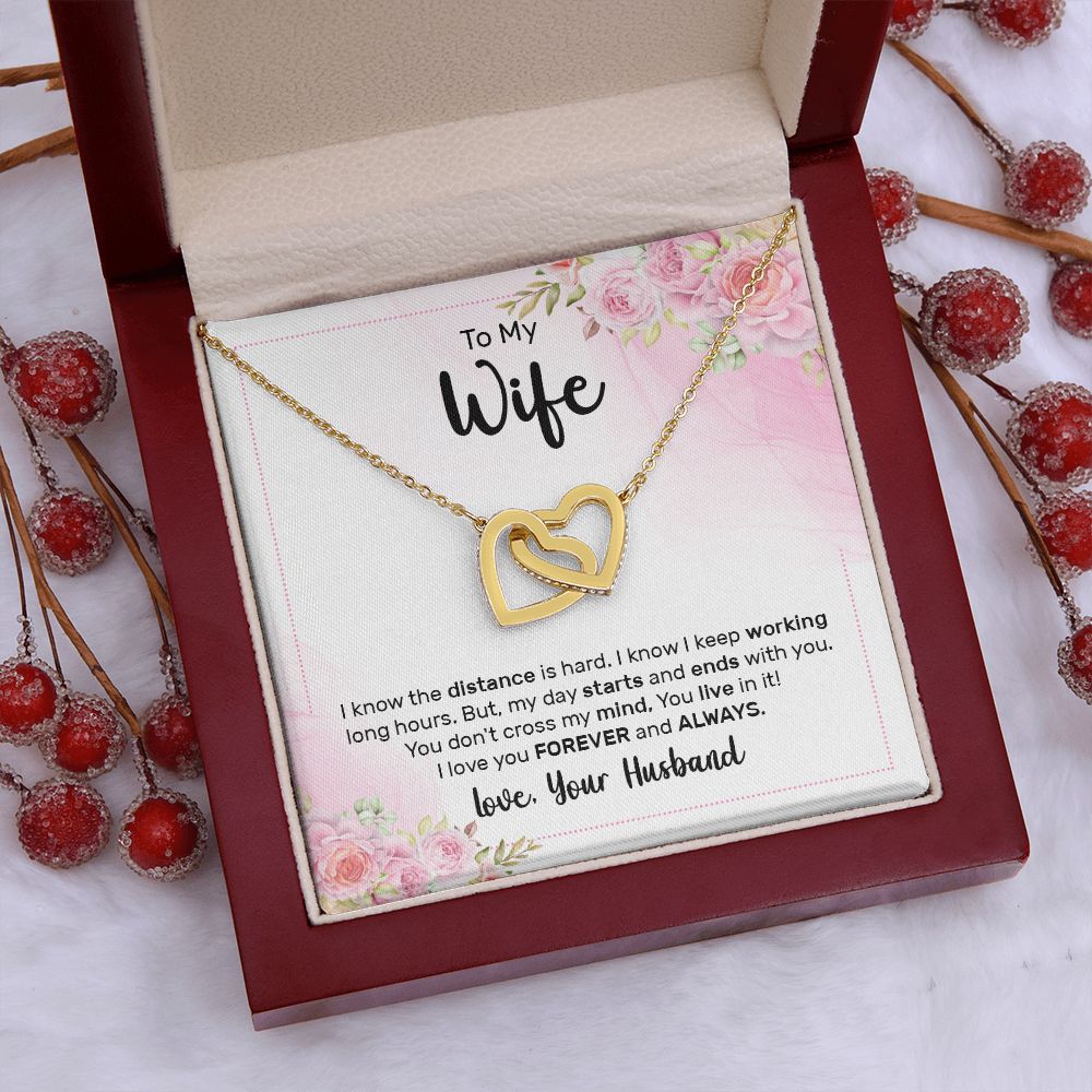 To My Wife Every Passing Second Gift Wife From Husband, Dear Wife, Jewelry For Women, Jewelry For Wife, Love Knot Meaningful Necklace Message Card and Gift Box Styles on Birthday, Christmas, Anniversary Interlocking Heart