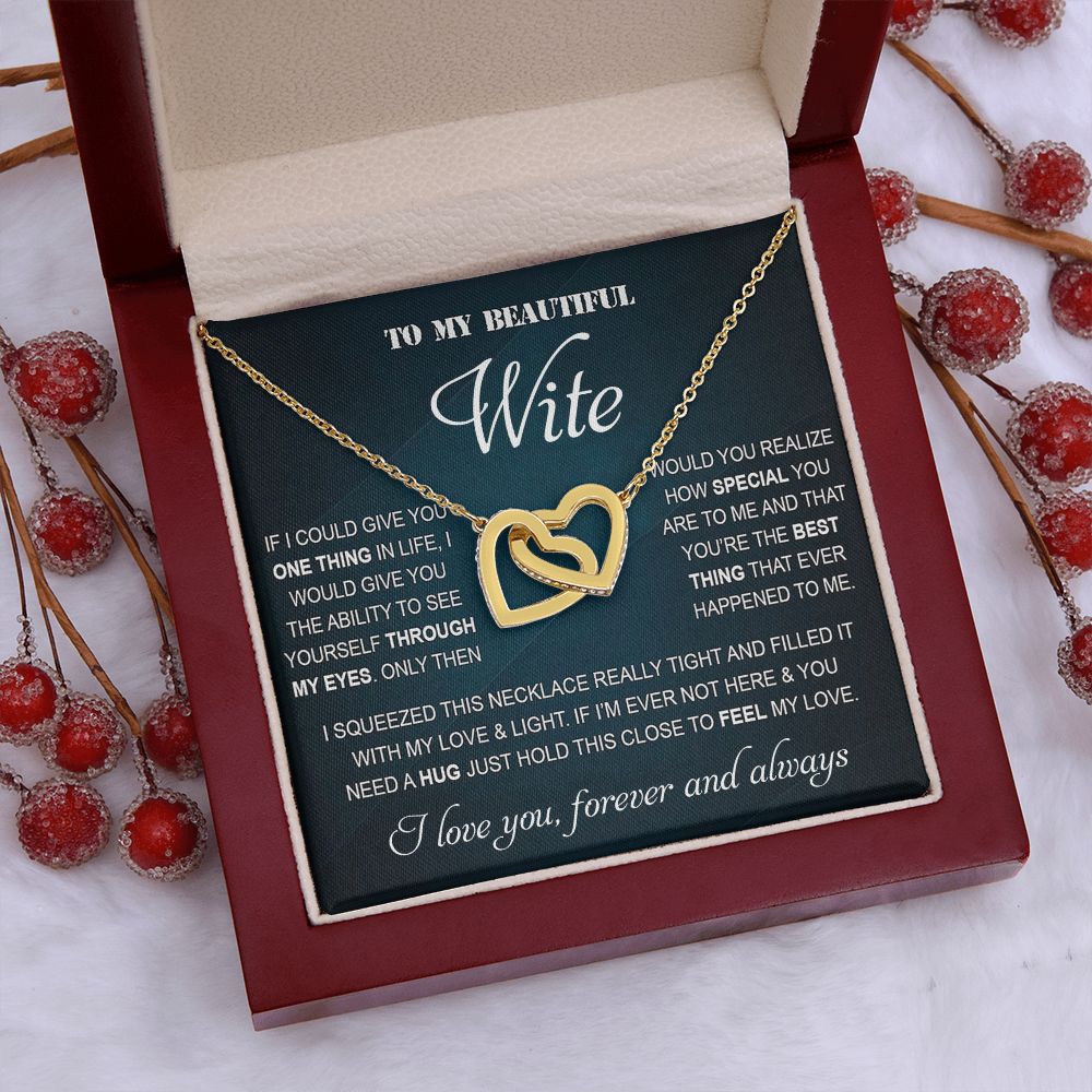 Personalized Valentine Gift For Wife, To My Wife Necklace For Women, Soulmate Necklace, To My Wife Necklace From Husband, Necklace Custom Name Message Card and Gift Box Styles on Birthday, Christmas, Wedding, Anniversary Interlocking Heart