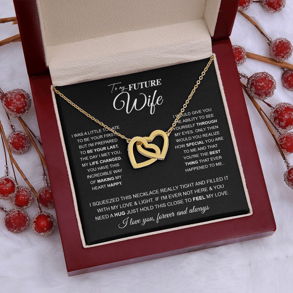 to My Future Wife Necklace Future Wife Gifts, Promise Necklace For Her, Fiance Gifts For Her, Wedding Valentine Gifts For Future Wife With Message Card Box LED, Soulmate Necklace For Women, To My Wife Necklace Interlocking Heart