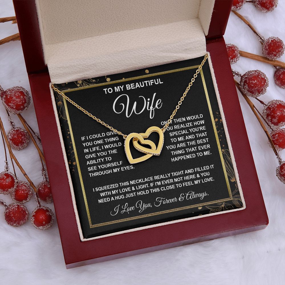 Wife Necklace Gifts From Husband, For Soulmate From Husband, Wife Gifts From Husband, Necklaces For Wife From Husband To My Soulmate Necklace Message Card and Necklace Gift Box Gift Box Styles on Birthday, Wedding, Anniversary, Valentine Interlocking Hear