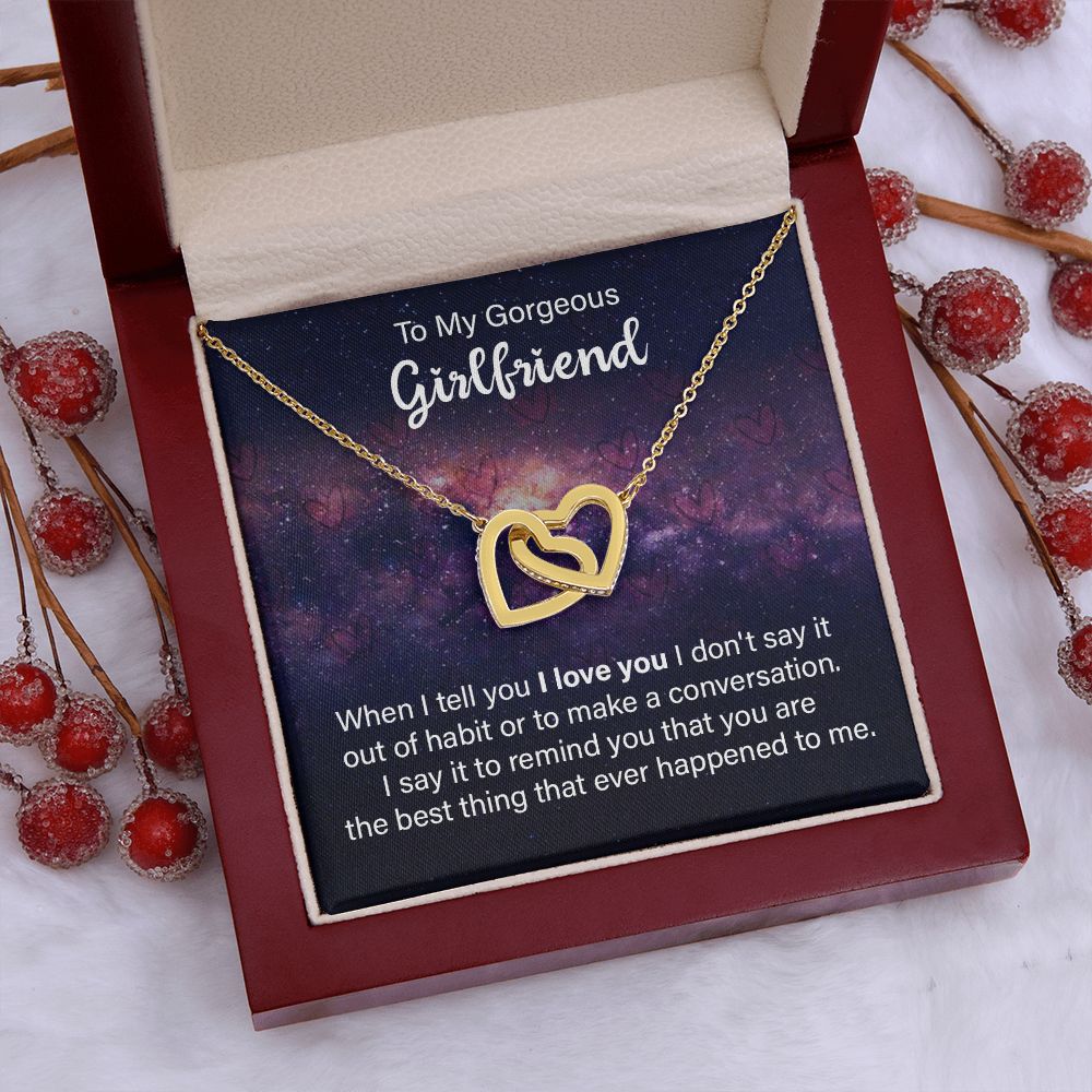 Couples Gifts, Gorgeous Girlfriend Necklace Gifts From Husband, Wedding Anniversary Jewelry For Wife From Husband, Wife Birthday From Husband, To My Soulmate Message Card and Gift Box styles On Birthday, Christmas, Anniversary  Interlocking Heart