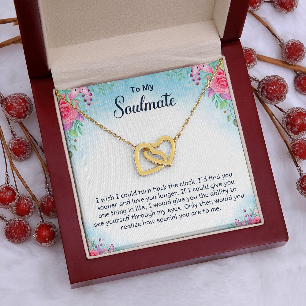Couples Gifts Necklace To My Soulmate Necklace Gifts For My Wife, Love Knot Meaningful Necklace Message Card and Gift Box Styles on Birthday, Christmas, Anniversary Interlocking Heart