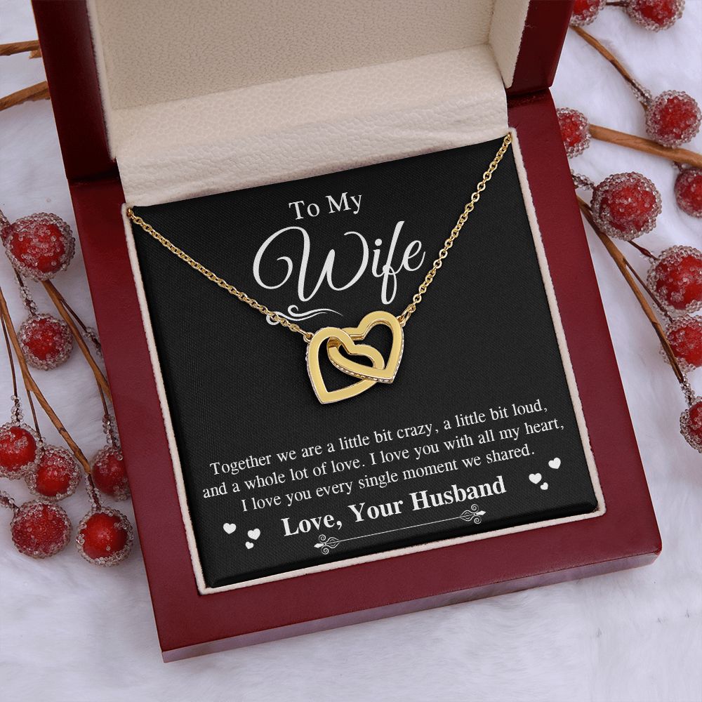 Valentine To My Soulmate Necklace Gifts for Wife from Husband, Wife Anniversary Gifts, Gift for Soulmate Necklace Message Card and Necklace Gift Box Gift Box Styles on Birthday, Wedding, Anniversary, Valentine Interlocking Heart