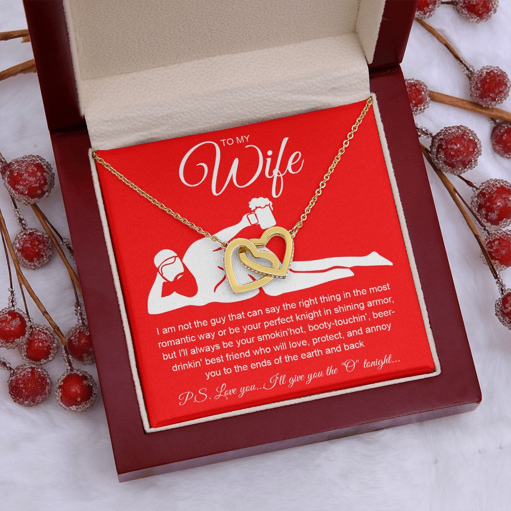 To My Wife Necklace For Women, Funny Gifts For Girlfriend,Valentine Presents For Girlfriend, Best Birthday Meaningful Gift Ideas For Wife, Women Romantic Jewelry For Her Anniversary Message Card and Gift Box Styles  Interlocking Heart