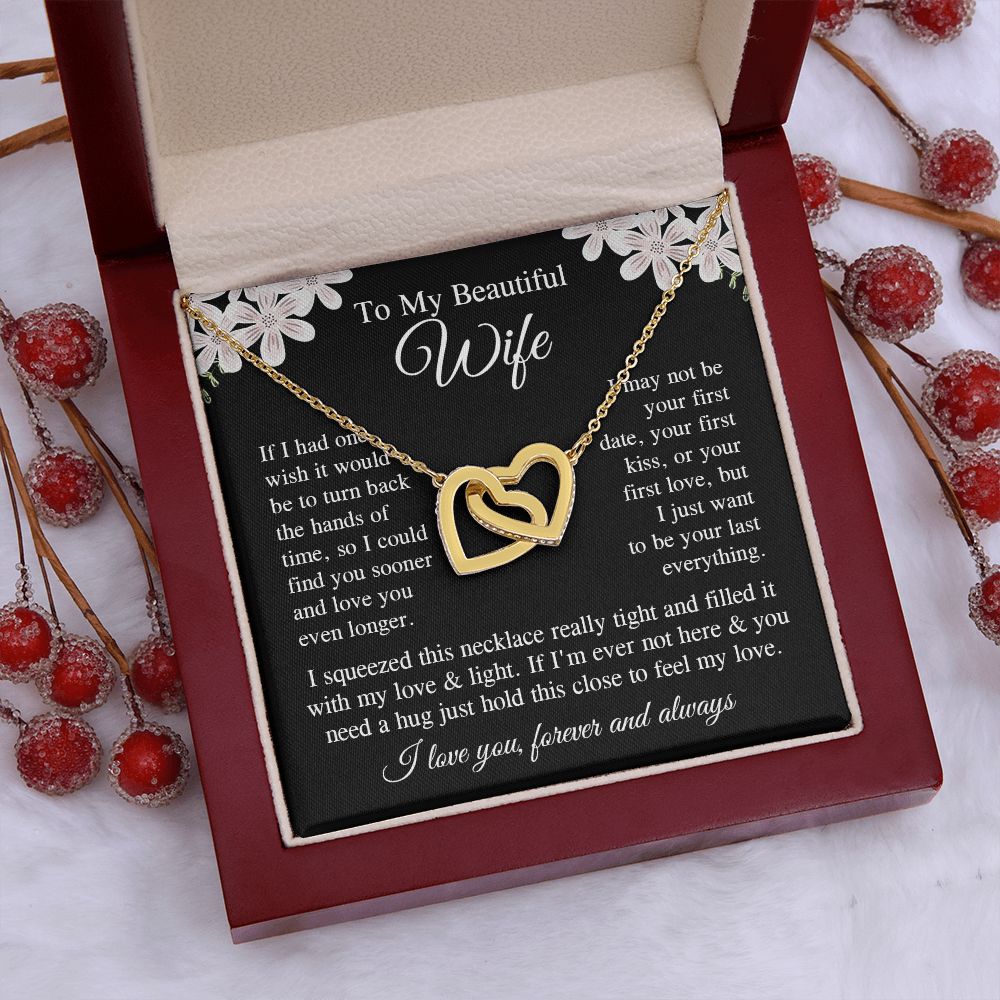 Wife Necklace Gift for Her, Soulmate Jewelry, Necklace for Future Soulmate, Wedding Valentine Jewelry for Wife Necklace Gifts from Husband - Soulmate Gift Necklace with Message Card and Gift Box Interlocking Heart