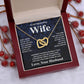 Wife Necklace Gift From Husband To My Badass Wife Valentines Day Anniversary Jewelry with Message Card and Gift Box. Gift for Wife. Necklace Gift Set for Wife Message Card and Necklace Gifts Box Gift Box Styles Interlocking Heart