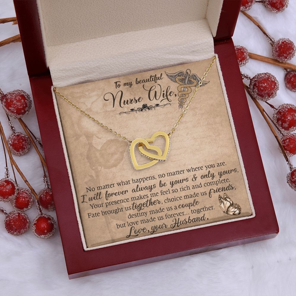 Couples Gifts, Nusre Wife Necklace Gifts From Husband, Wedding Anniversary Jewelry For Wife From Husband, Wife Birthday From Husband, To My Soulmate Message Card and Gift Box styles On Birthday, Christmas, Anniversary  Interlocking Heart