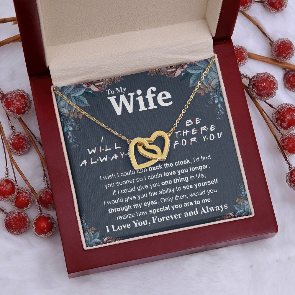 To My Wife Necklace To My Future Wife Necklace Gifts, Promise Necklace For Her, Fiance Gifts For Her, Anniversary Necklace Gifts For Soulmate From Husband With Message Card Box LED, Soulmate Necklace For Women, To My Wife Necklace Interlocking Heart