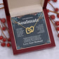 Soulmate Necklace Gift From Husband To My Badass Wife Valentines Days Anniversary Jewelry with Message Card and Gift Box. Gift for Wife. Necklace Gift Set for Wife Message Card and Necklace Gifts Box Gift Box Styles Interlocking Heart