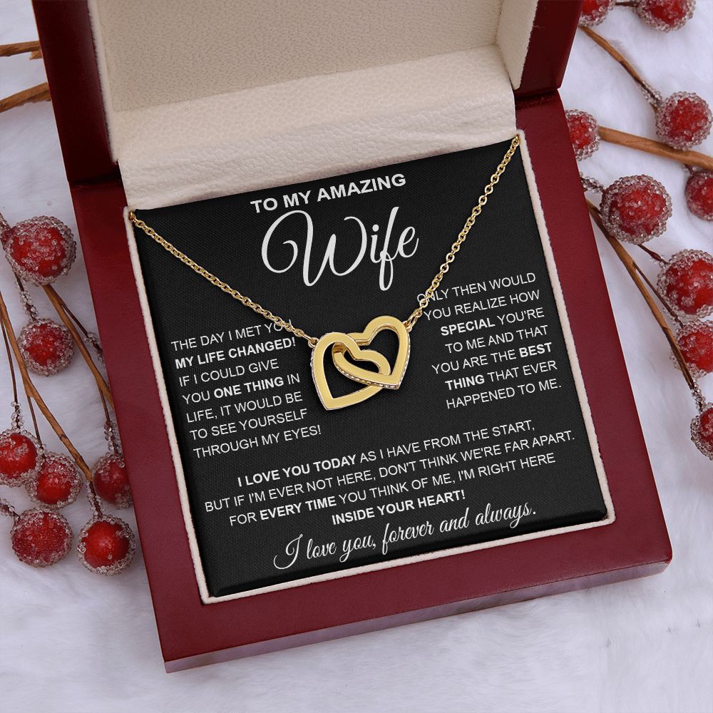 to My Wife Necklace, Soulmate Jewelry for Women, Wife Gifts from Husband , Necklace for Wife Soulmate Gifts Future Wife Necklace Message Card and Gift Box Styles on Birthday, Wedding, Anniversary, Valentine Interlocking Heart